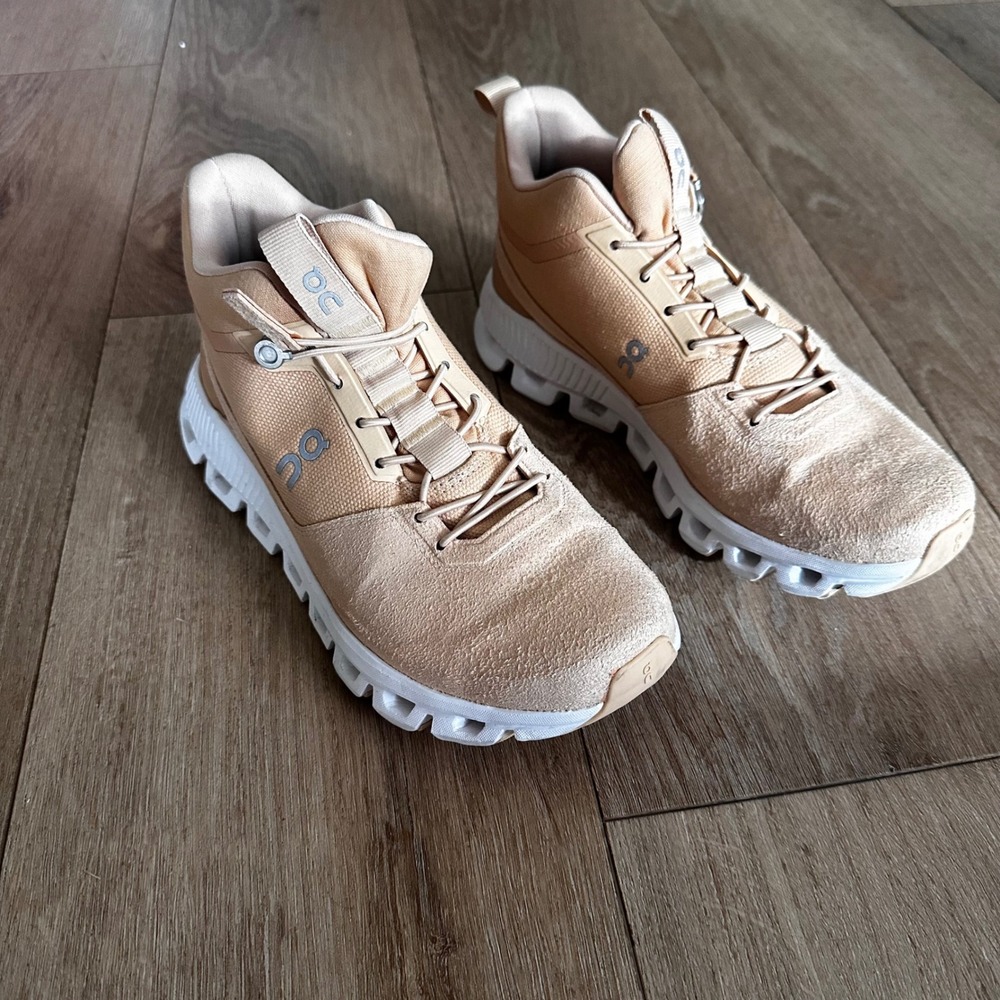 On Cloud Hi Women 6.5 Sand Peach Mid Top Sneakers CloudTec Running Shoes